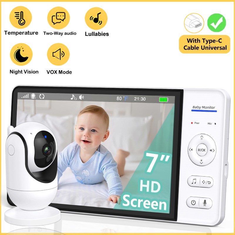 Zoom Audio Music - Geen WiFi 7 inch babyfoon 2-weg