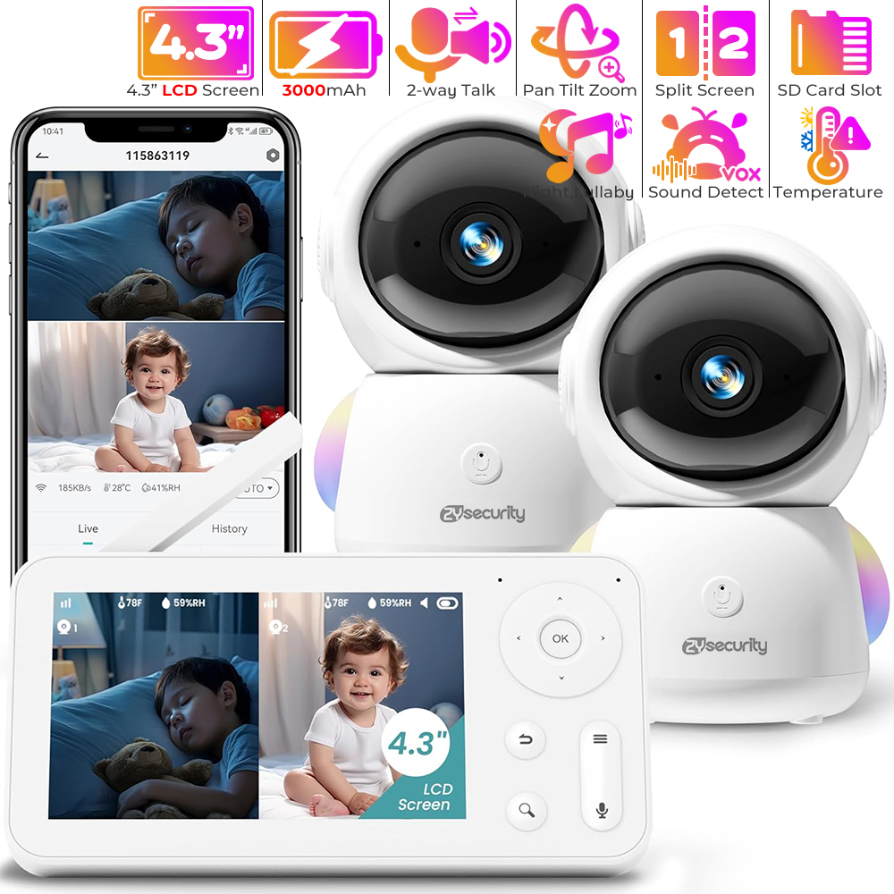 Audio Music Apps - 2K babyfoon met 2 camera's en