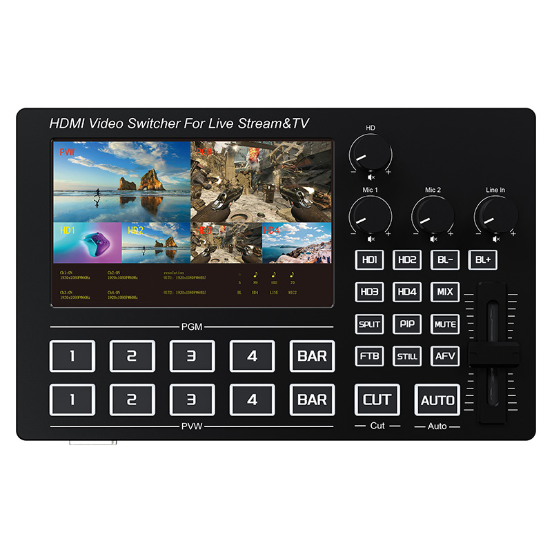 Audio Mixer 4 Channel - 1080P 4-kanaals HDMI live streaming videomixer