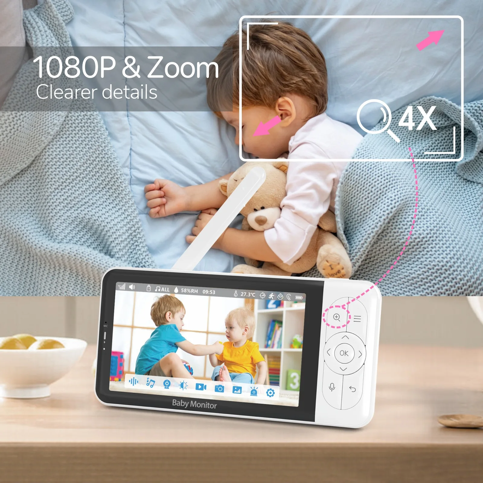 5 inch video babyfoon met PTZ  - Zoom Audio Music recensie en prijs