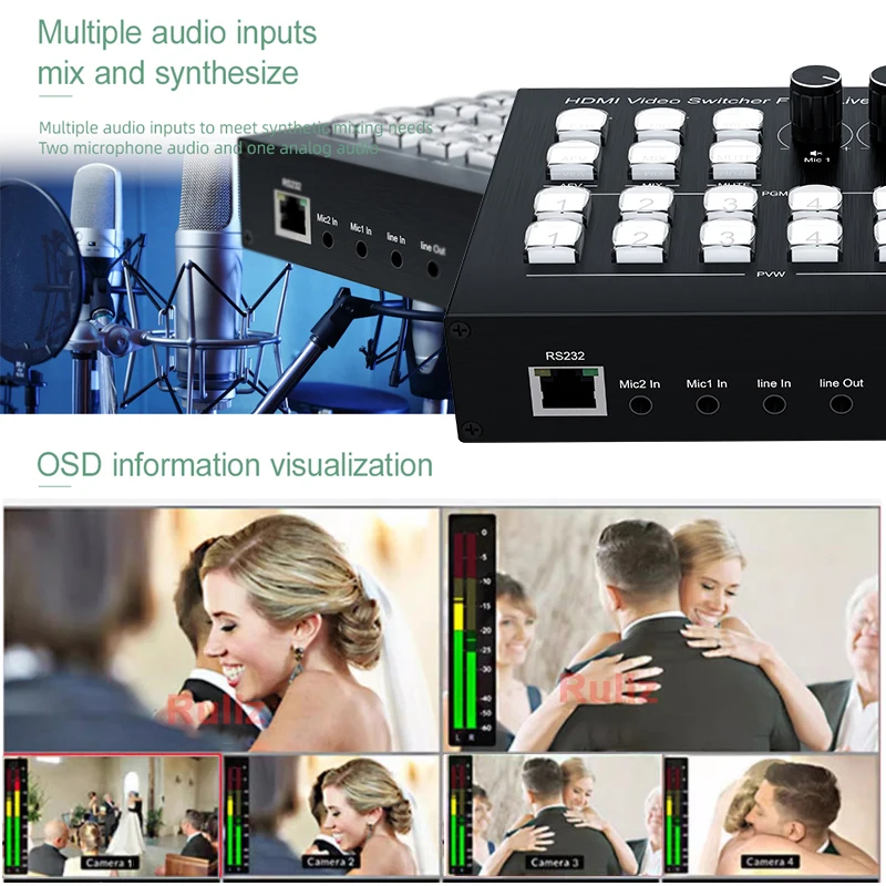 1080P 4-kanaals HDMI Videomixe - Audio Mixer 4 Channel recensie en prijs