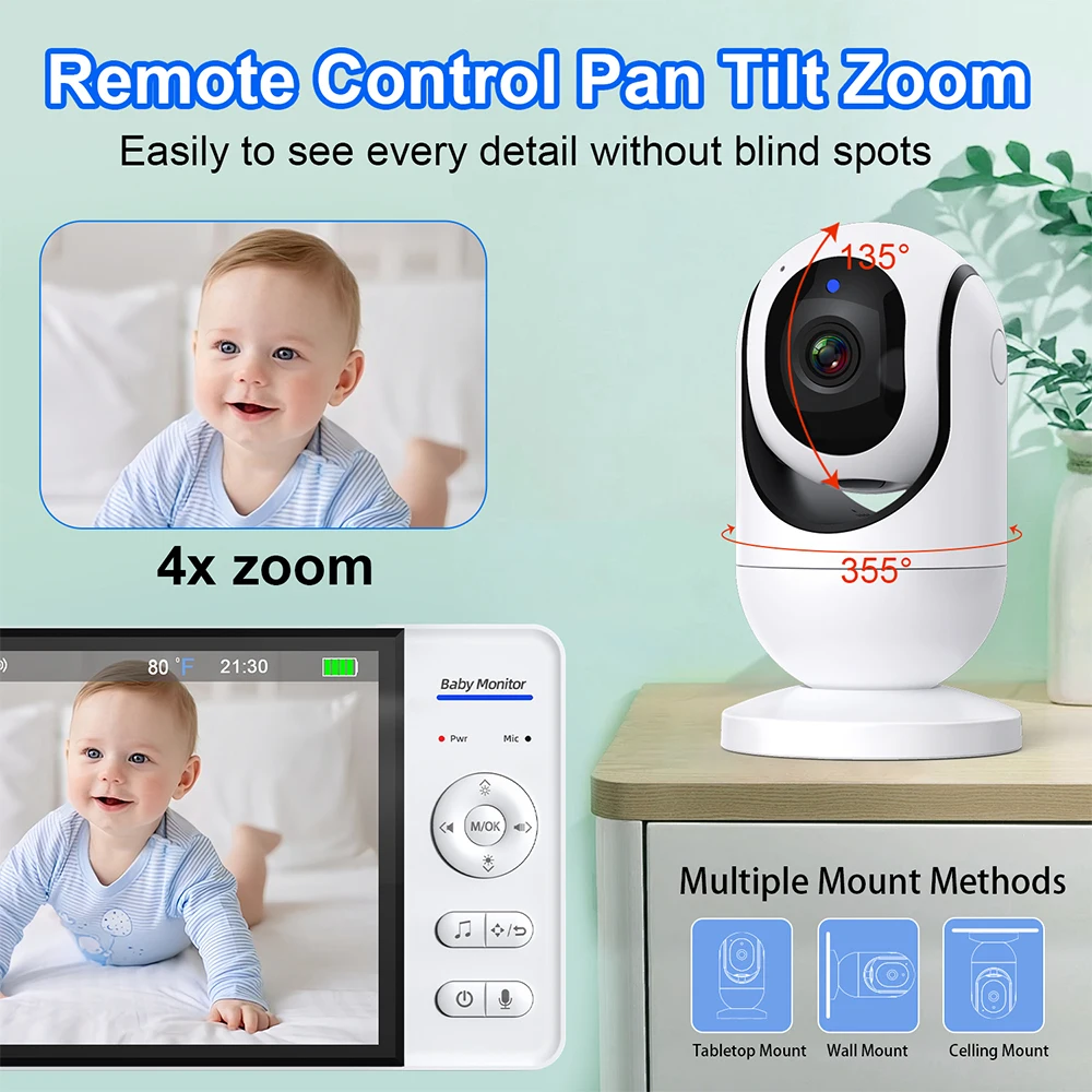 7.0 ''Video Babyfoon 720P 5000 - Zoom Audio Music recensie en prijs